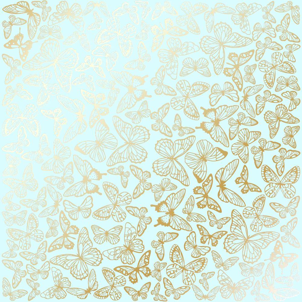 Лист бумаги односторонний Golden Butterflies с фольгированием 30,5х30,5 см Mint