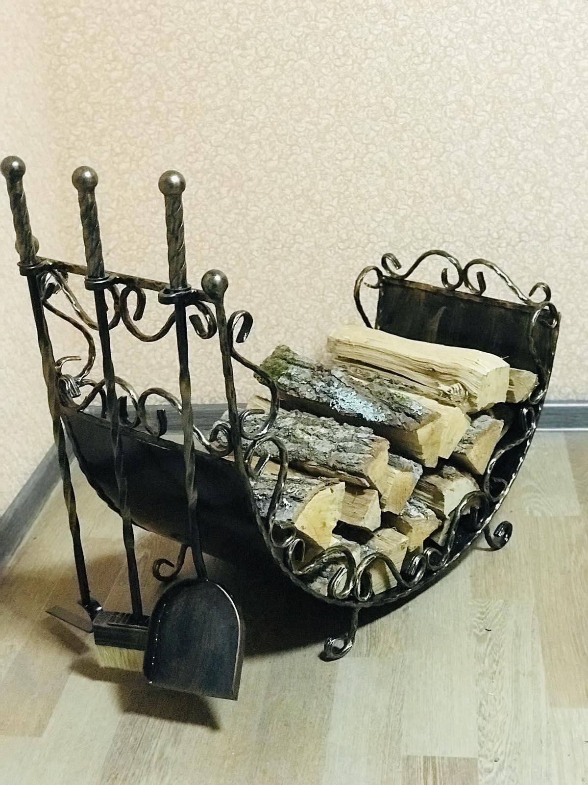 Набор для камина кованый с дровницей 70х38 см (Vi_00112) - фото 8