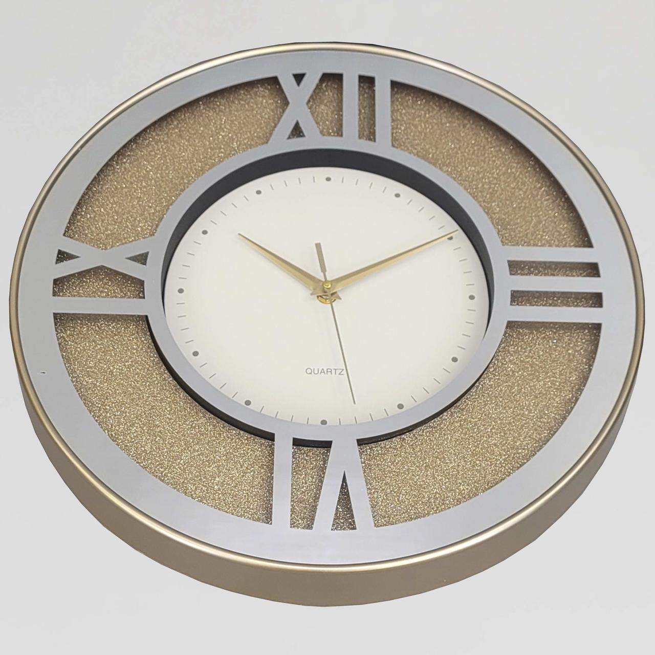 Годинник настінний дзеркальний OV-0105 з блискітками безшумний 40,7 см (2861667000)