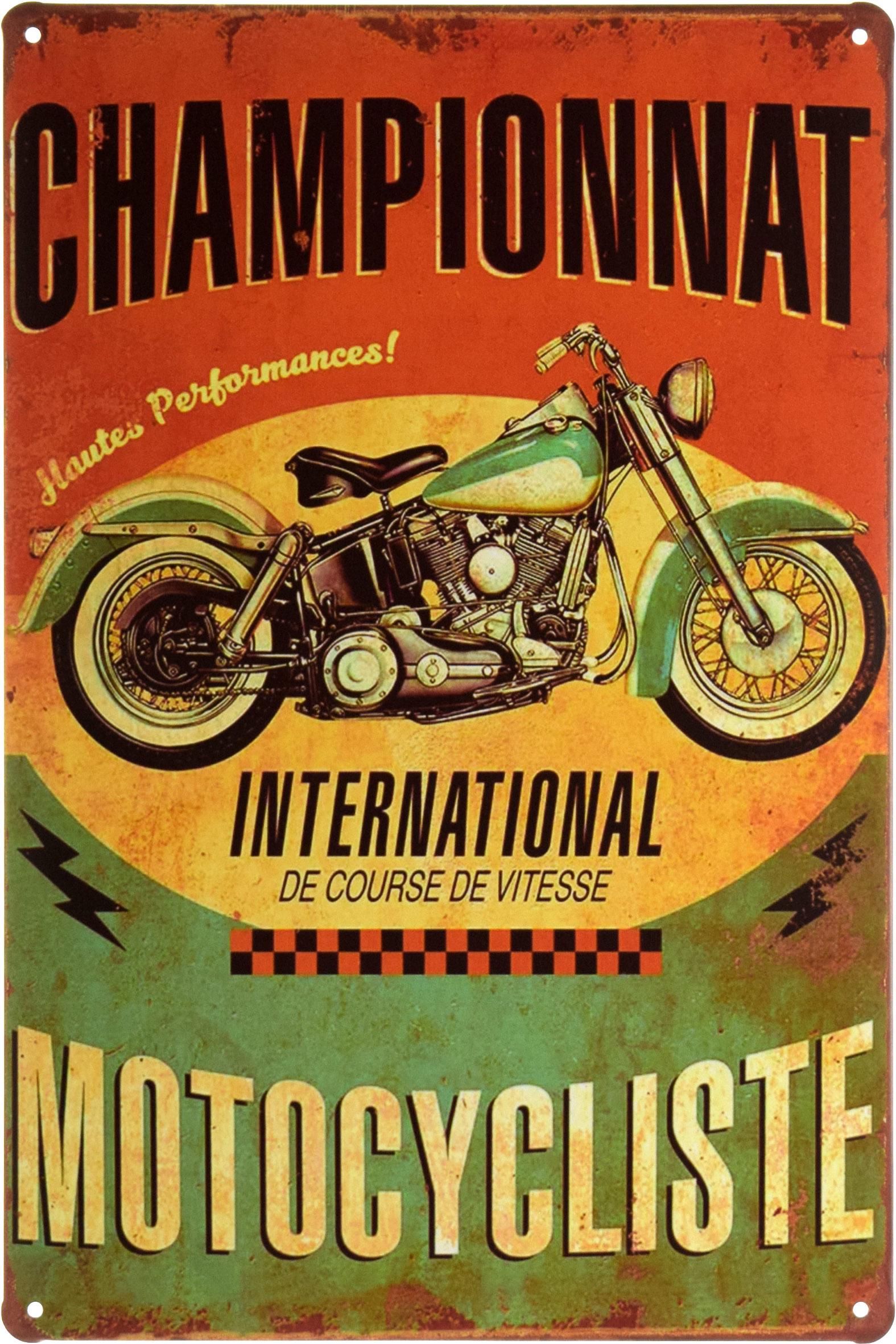 Табличка металлическая Чемпионат Мотоциклистов/Championnat Motocycliste 20x30 см