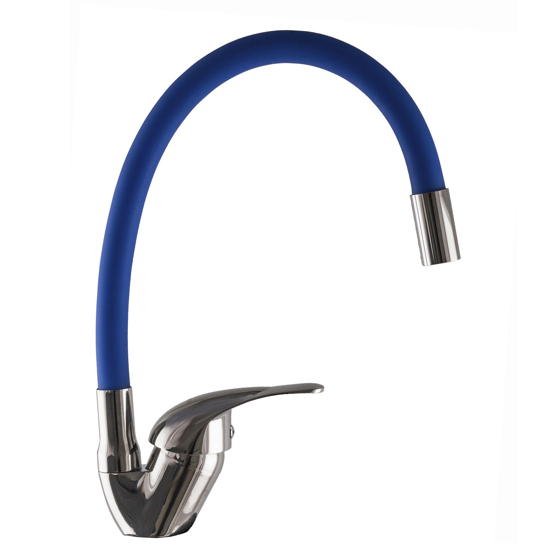 Смеситель для кухни EcoMix E-GEZ-203SLR-BLUE 000014929 с гибким изливом Синий (108263)