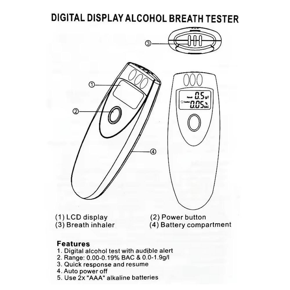 Брелок-алкотестер цифровий на батарейках Білий (3000003771) - фото 9 Брелок-алкотестер цифровий на батарейках Білий (3000003771) - фото 9