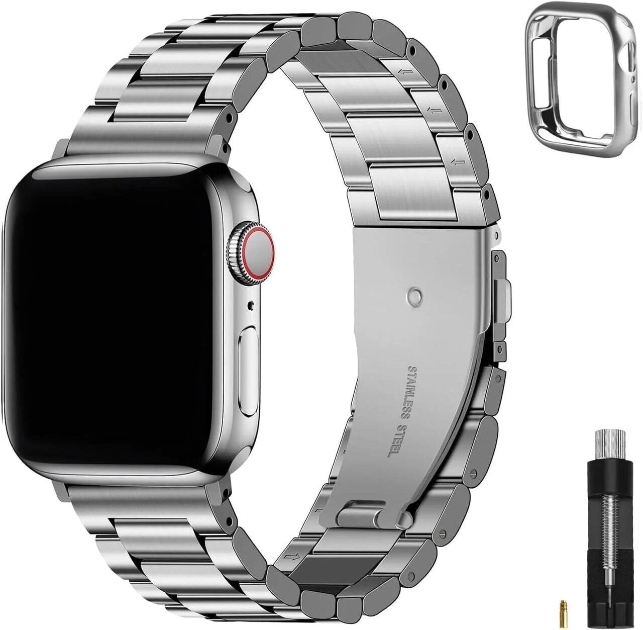Ремінець металевий із захисним чохлом Fullmosa для Apple Watch нержавіюча сталь 38/40/41 мм