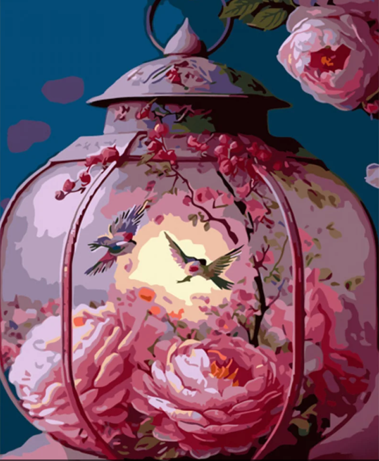 Картина по номерам Strateg Розовый восточный фонарь 40х50 см (GS898)