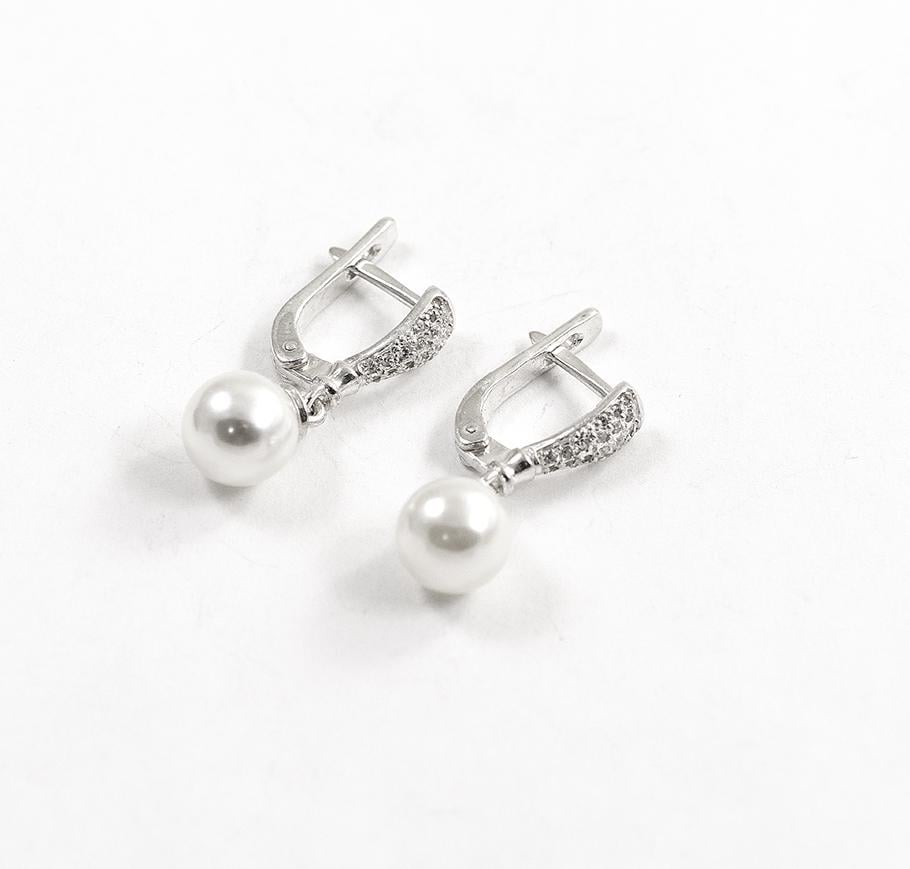 Серьги подвески Maxi Silver 8316 с жемчугом (88316)