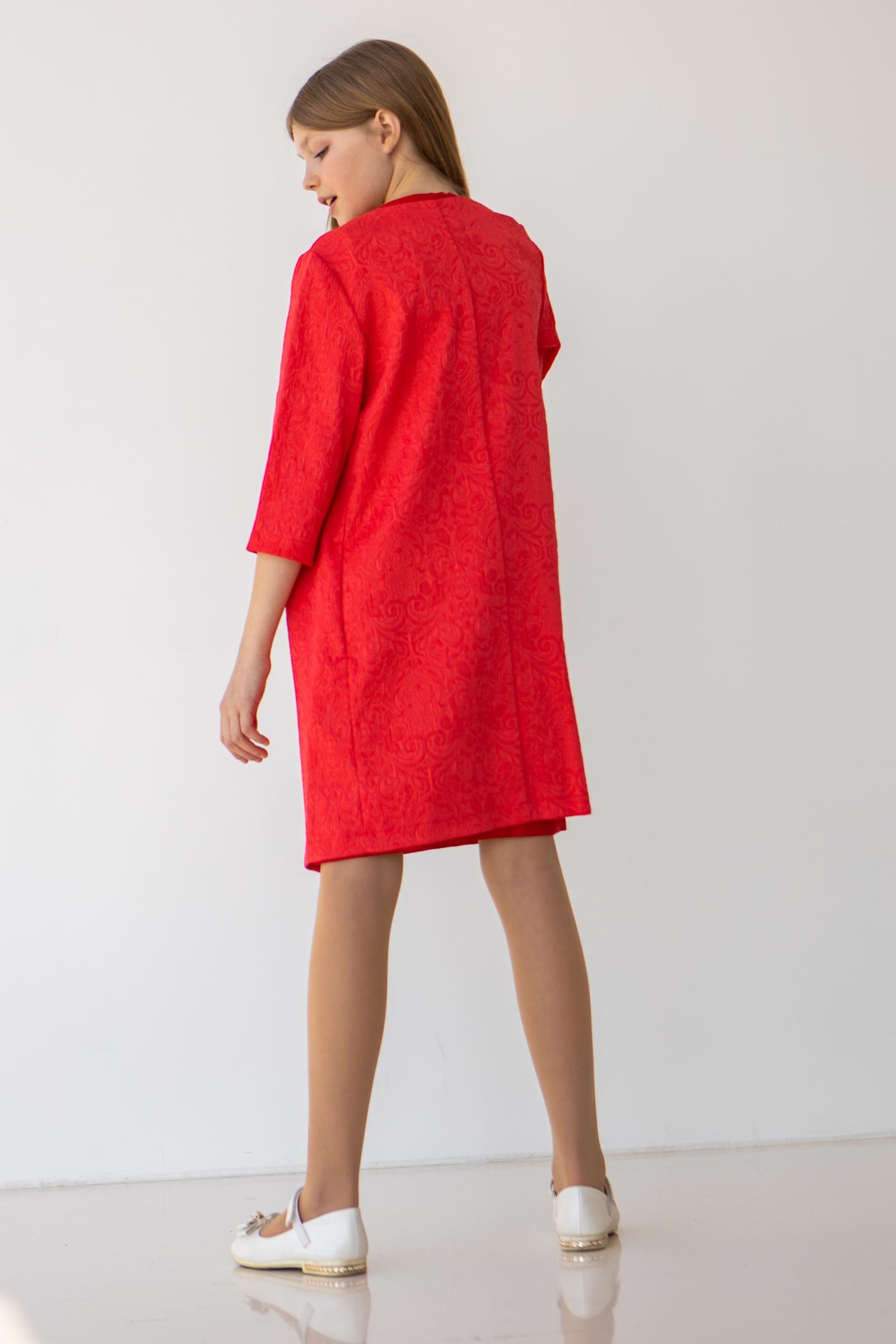 Платье на девочку подростка с жаккардовым кардиганом Diва 146 см Красный (26001) - фото 5