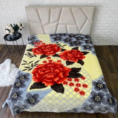 Покрывало плюшевое велюровое евро 200х240 см Серый с красным (П4К-al-cap-pled-005)