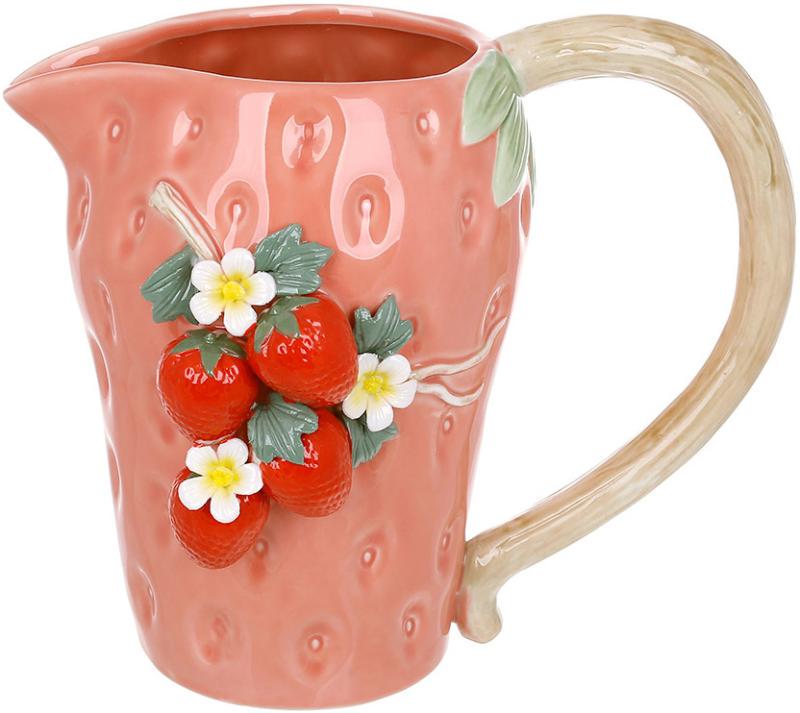 Ваза-кувшин фарфоровый Raspberry с рельефным декором 26х17х23 см