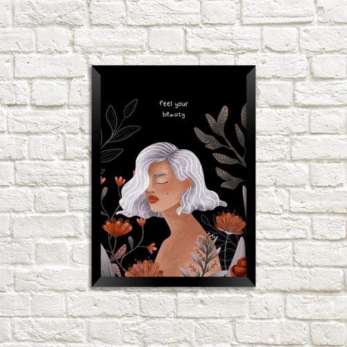 Постер в рамке Feel you beauty 21х30 см A4 (MT4_21M004_BL)