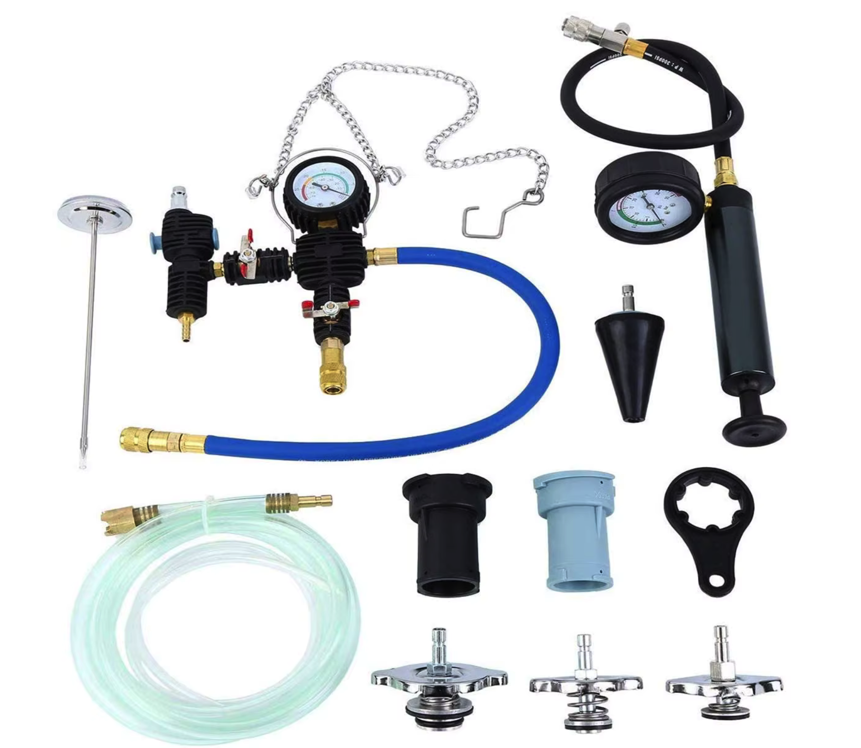 Набор для тестирования герметичности системы охлаждения 28 REWOLT (T3072) - фото 5 Набор для тестирования герметичности системы охлаждения 28 REWOLT (T3072) - фото 5