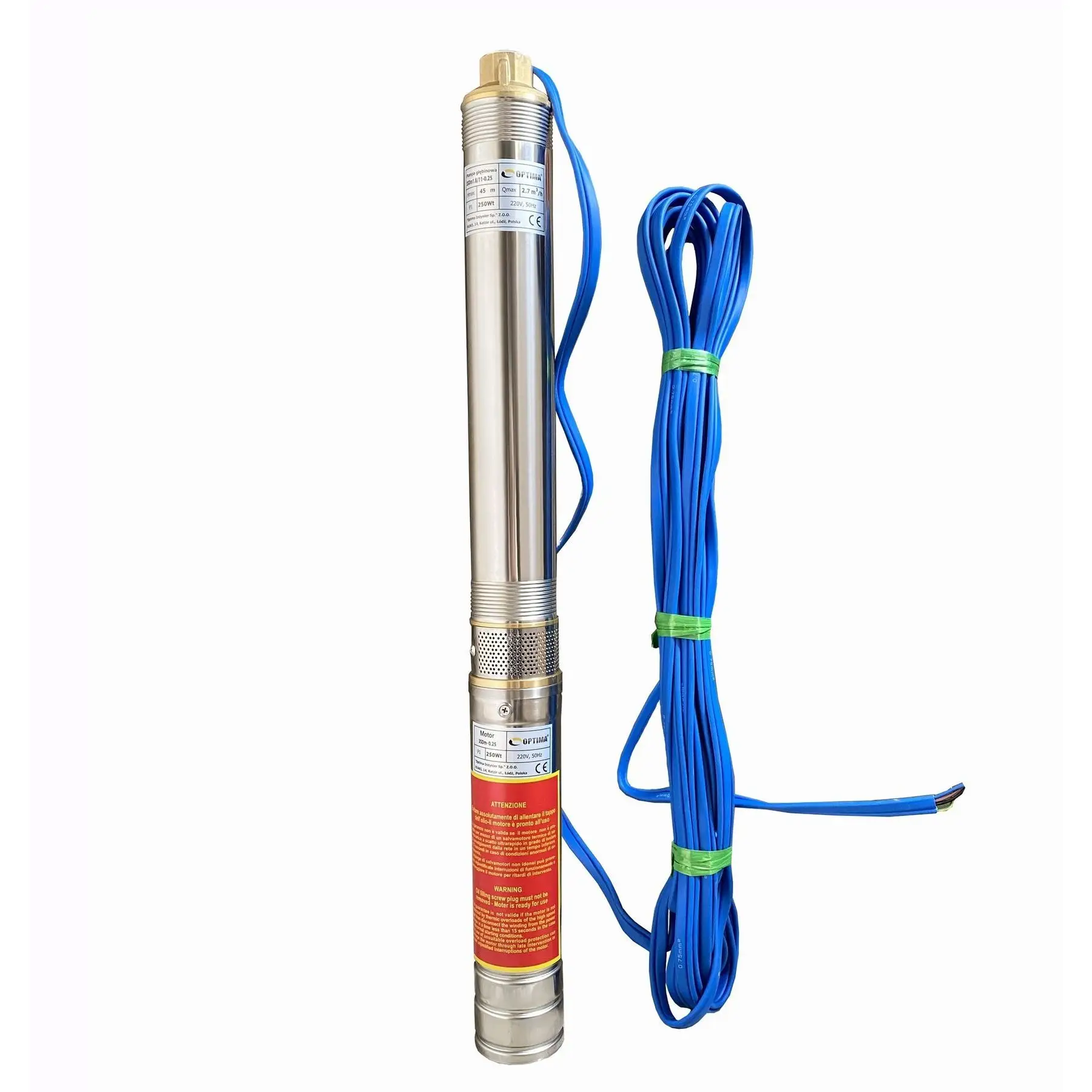 Насос свердловинний Optima 3SDm1,8/11 з підвищеною стійкістю до піску 0,25 кВт 3" 45 м з пультом та кабелем 25 м (GSR-000020696)