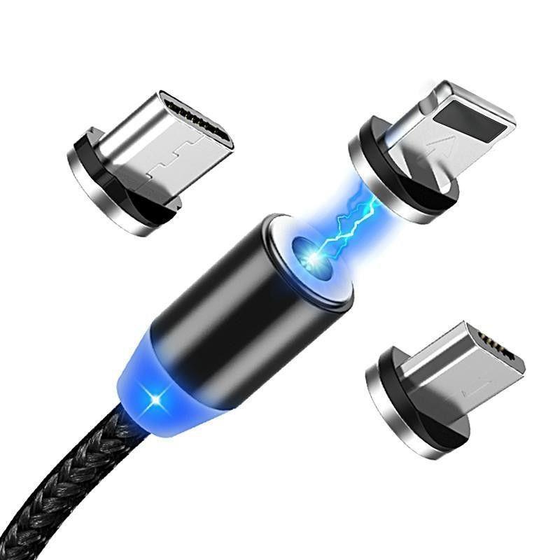 Кабель магнітний Martec 3в1 MicroUSB/Type-C/Lightning для заряджання телефону 1 м 3 A Чорний (87687-2376) - фото 9