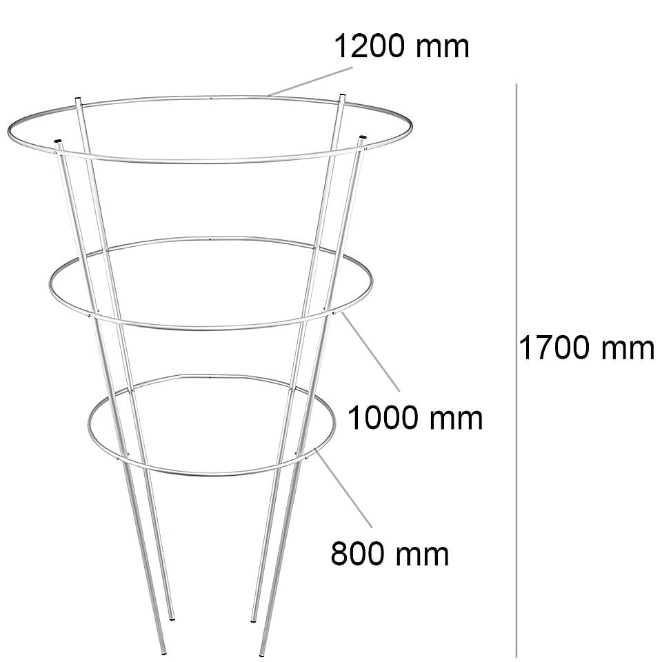 Опора для рослин кільцева на три кільця 1700х1200х1200 мм (КО-D20/D13-1700*1200/1000/800) - фото 2 Опора для рослин кільцева на три кільця 1700х1200х1200 мм (КО-D20/D13-1700*1200/1000/800) - фото 2