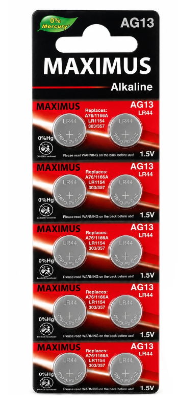 Батарейка таблетка алкалиновая Maximus LR44 AG13 1,5V в блистере 10 шт. Батарейка таблетка алкалиновая Maximus LR44 AG13 1,5V в блистере 10 шт.