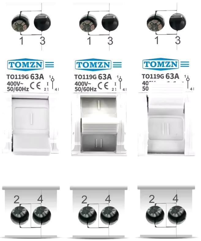 Перемикач введення резерву трипозиційний для генератора/інвертора TOMZN 63 A 1 полюс (TO119G1P-63A) - фото 8 Перемикач введення резерву трипозиційний для генератора/інвертора TOMZN 63 A 1 полюс (TO119G1P-63A) - фото 8