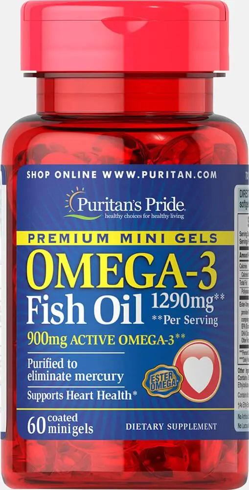 Омега 3 Puritan's Pride Omega-3 Fish Oil 1290 мг (900 мг active Omega-3) 60 Mini Gels