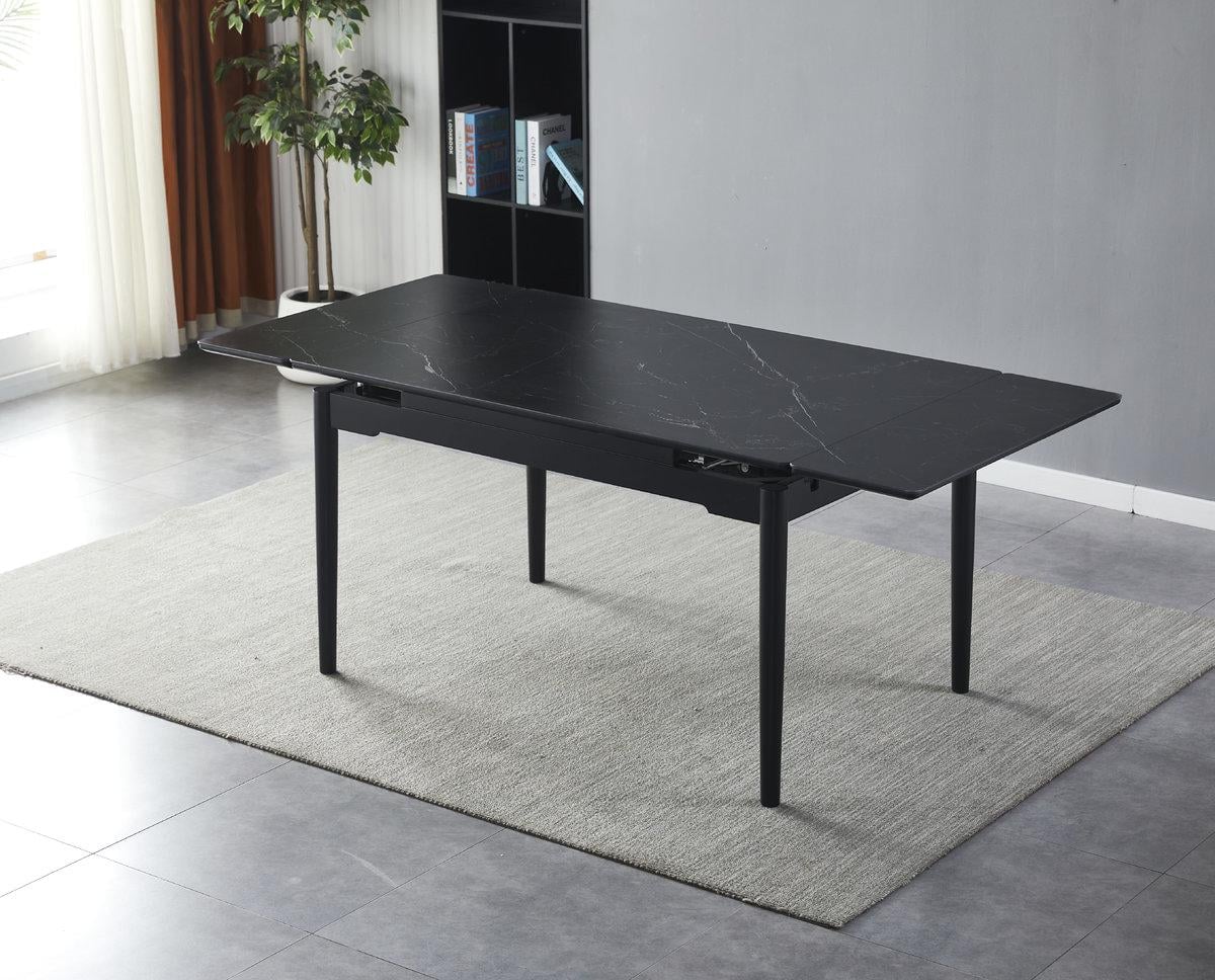 Стол обеденный Intarsio BONN II CERAMIC 140/200х90 см Черный мат/Черный каркас
