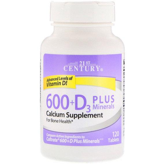 Мультиминеральный комплекс 21st Century 600+D3 Plus Minerals 120 Tabs (000000089)