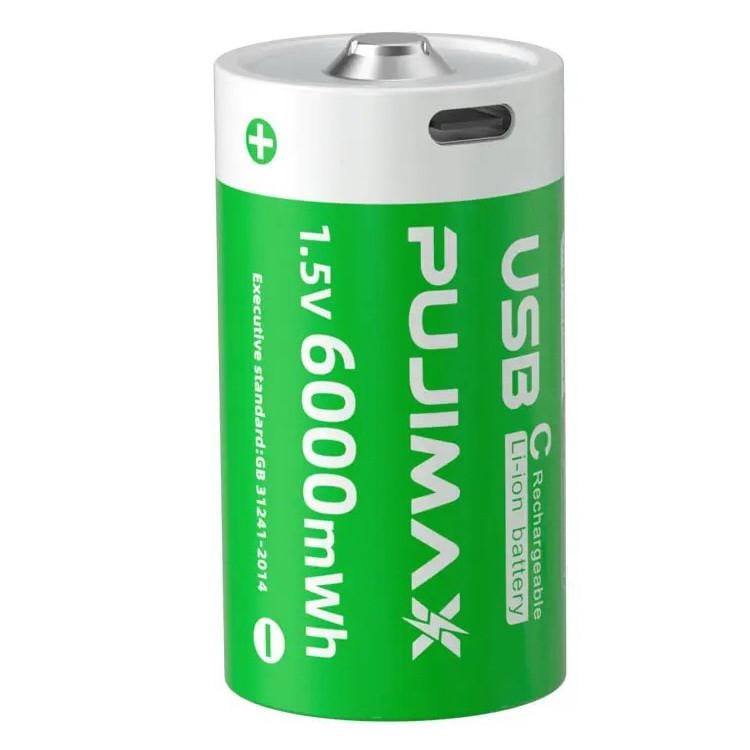 Аккумулятор Pujimax Тип C/R14 с зарядкой Type-C 6000 mWh Li-Ion 1,5V (2575995119)