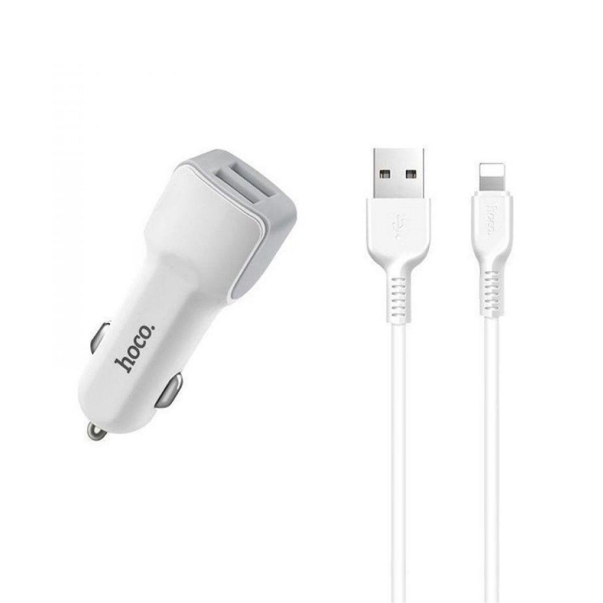 Зарядное устройство автомобильное Hoco Z23 grand style dual-port car charger with Lightning 2 USB 2.4A White (01279) Зарядное устройство автомобильное Hoco Z23 grand style dual-port car charger with Lightning 2 USB 2.4A White (01279)