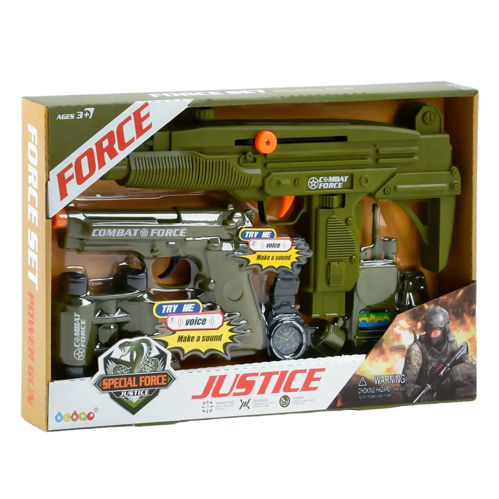 Набір військового дитячий 34140 автомат з тріскачкою/пістолет зі звуком/бінокль/граната/рація