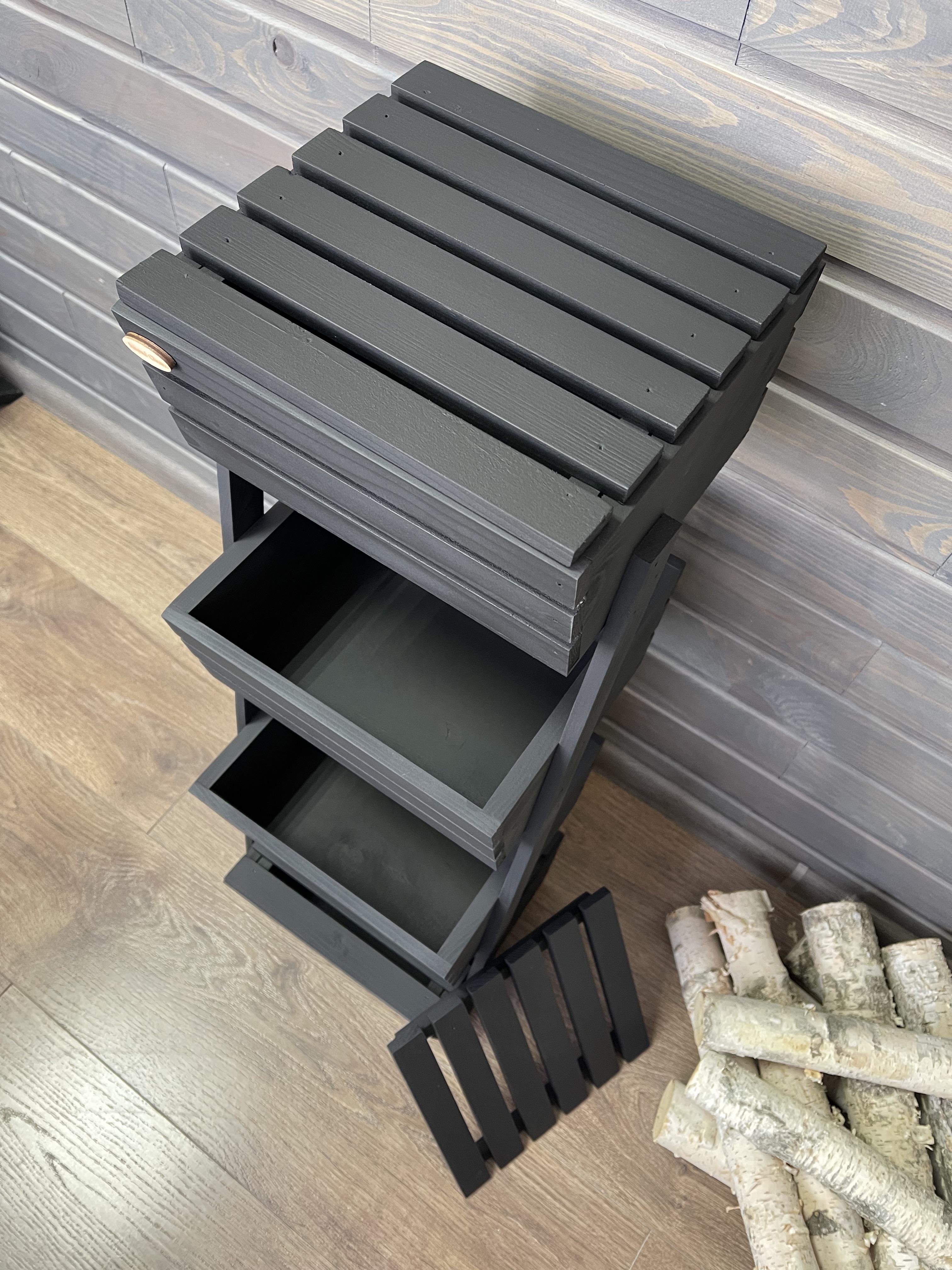 Ящик-стеллаж для хранения деревянный 4 яруса с крышками Черный (id_2321) - фото 3 Ящик-стеллаж для хранения деревянный 4 яруса с крышками Черный (id_2321) - фото 3