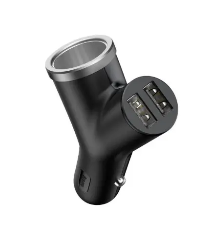 Пристрій автомобільний зарядний BASEUS Y type dual USB/cigarette lighter extended car charger CCALL-YX01 3,1A Black