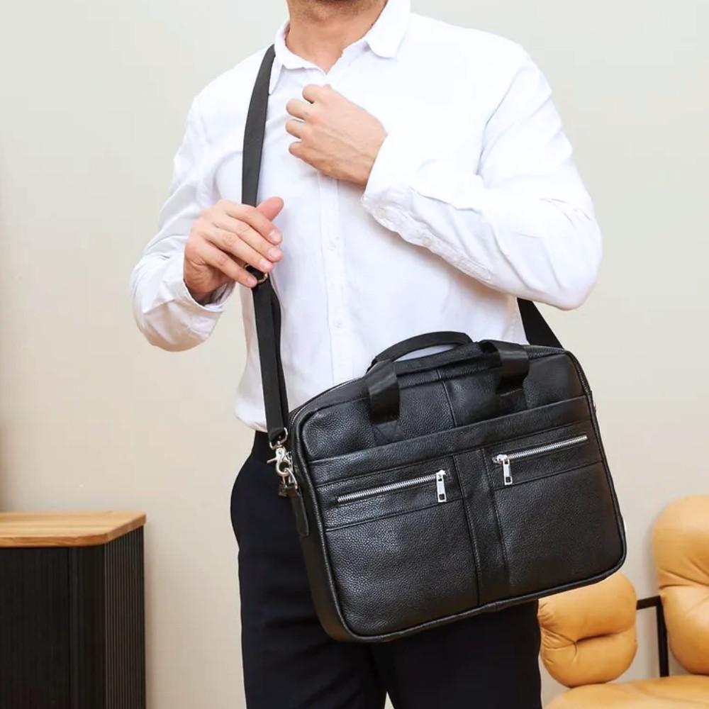 Портфель чоловічий Lorian з натуральної шкіри з відділенням для ноутбука Чорний (LR 252019-black) - фото 4 Портфель чоловічий Lorian з натуральної шкіри з відділенням для ноутбука Чорний (LR 252019-black) - фото 4