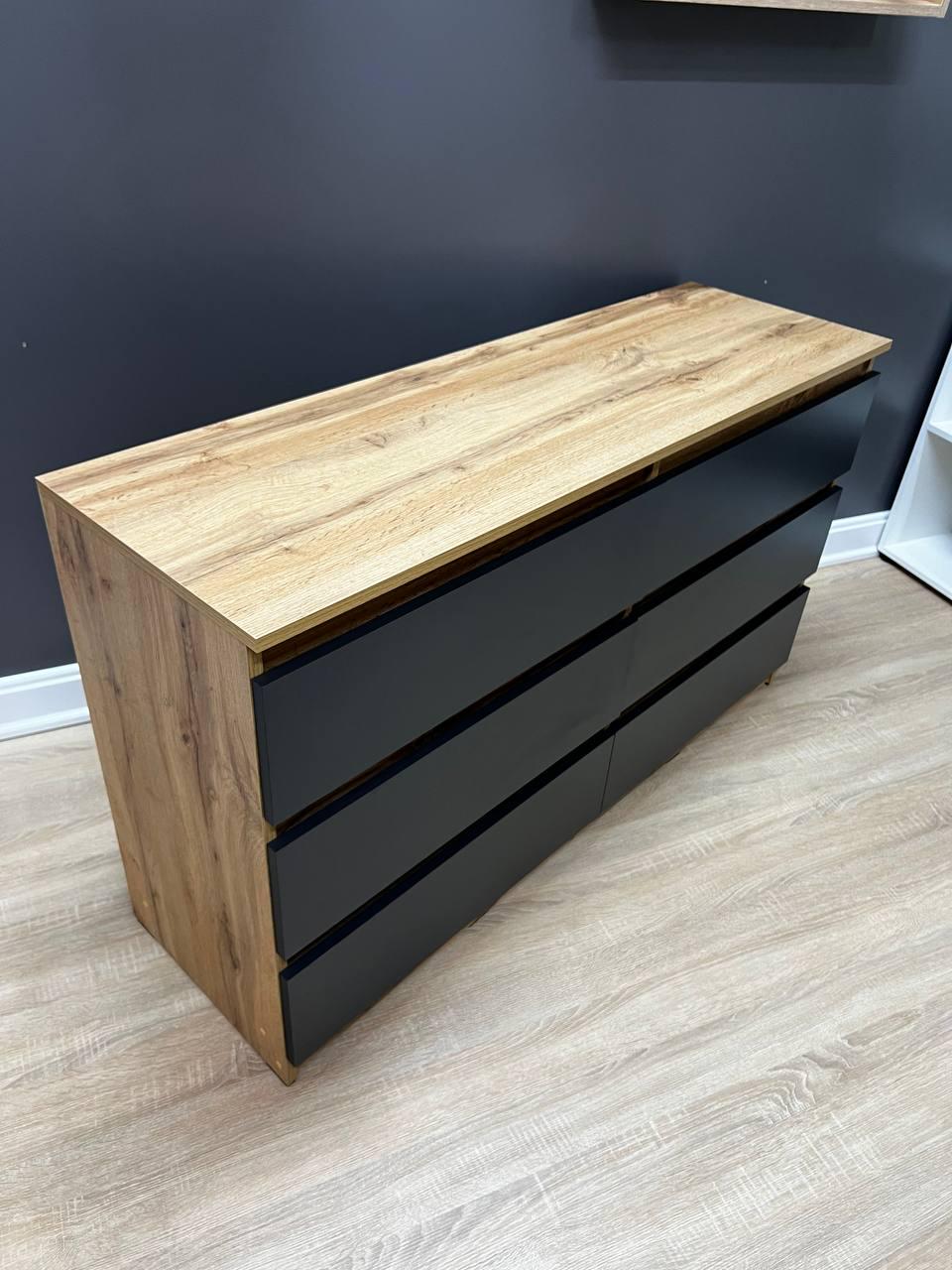 Комод Kvatro 130 6 шухляд 1300х750х400 мм Дуб аппалачі/Антрацитовий - фото 2 Комод Kvatro 130 6 шухляд 1300х750х400 мм Дуб аппалачі/Антрацитовий - фото 2