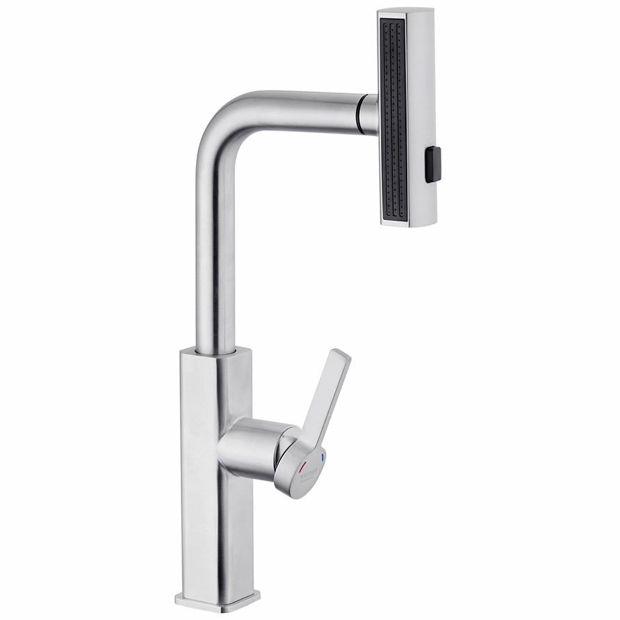 Смеситель для кухни Kroner KRP Edelstahl Klassisch-ESG03918 CV032498 с видвижной лейкой (217951)
