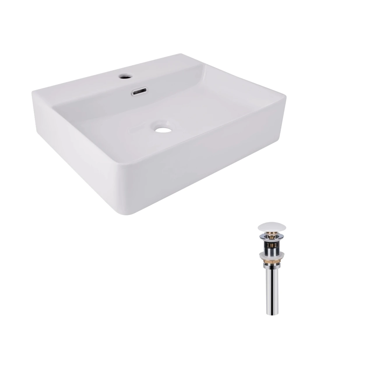 Комплект Qtap Nando LT раковина подвесная прямоугольная с донным клапаном PU02O 500x420x130 мм White (2611678613)