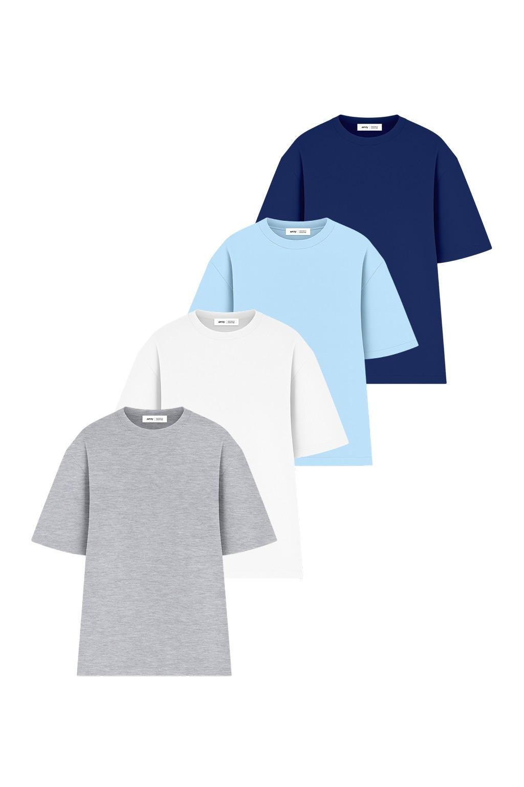 Набор женских футболок Ray 4 шт. oversize S/M Серый Меланж/Белый/Голубой/Темно-синий (U0104W-4PACK2)