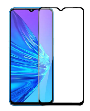 Закаленное защитное стекло на смартфон Realme 5 / Черная рамка