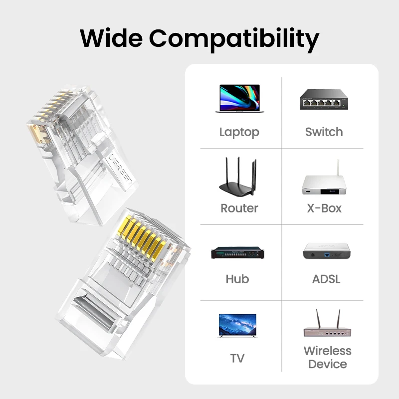 Разъем UGREEN NW120 Cat.6 Ethernet RJ45 8P8C 50 шт. Прозрачный (50962) - фото 8
