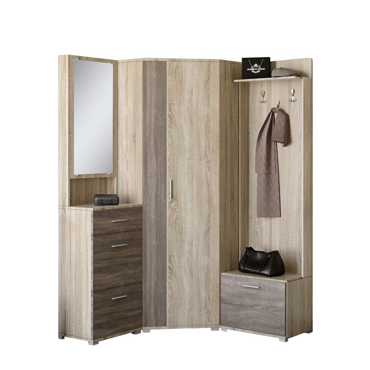 Прихожая Эверест Бриз-3 с угловым шкафом ШКУ-14 3 элемента Сонома/Трюфель (DTM-2657)