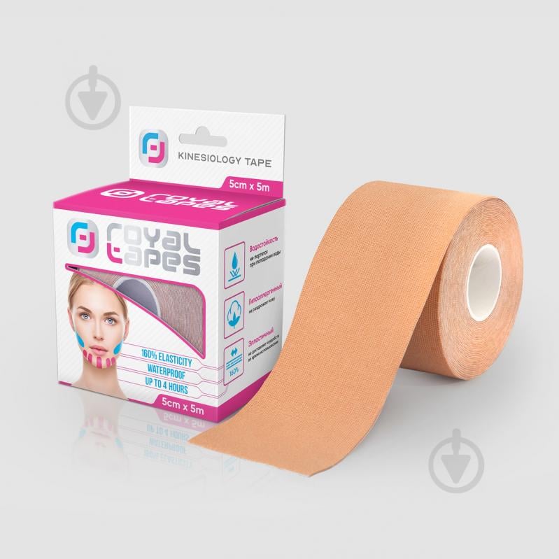 Кинезио тейп для лица Royal Tapes 5 см х 5 м Бежевый (rt6)