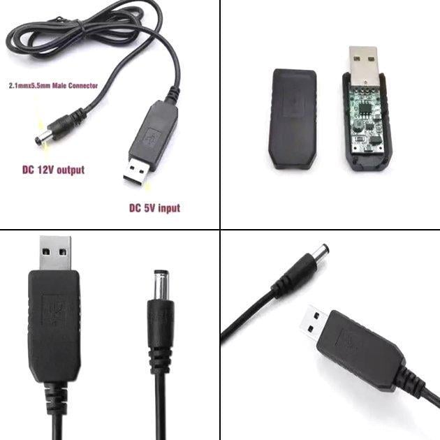 Кабель питания для Wi-fi роутеров USB-DC 5-12 V від Power Bank 5,5х2,5 мм (DC-55-M2) - фото 7