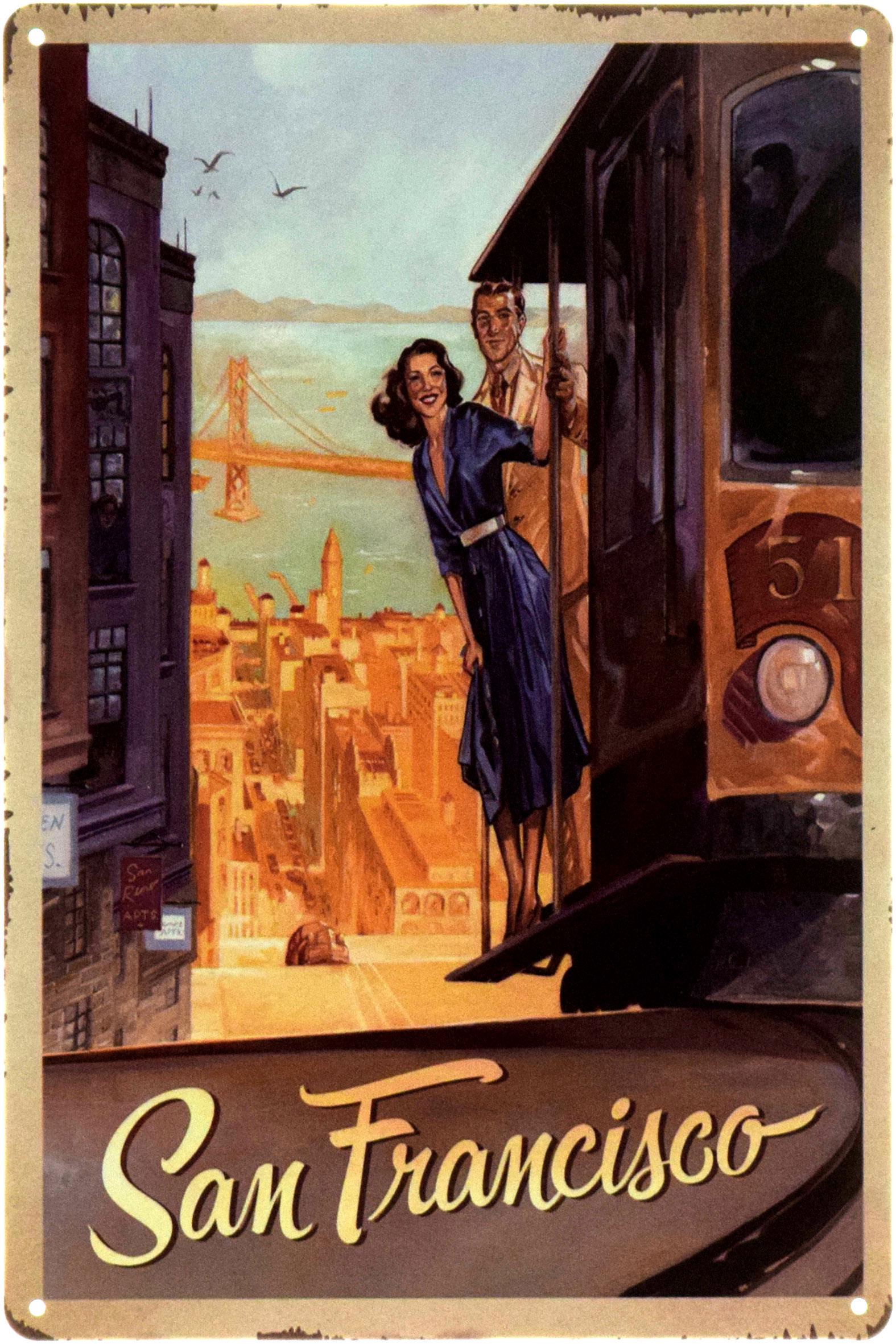 Табличка металлическая "San Francisco Retro Ride" 20x30 см (ms-104451)