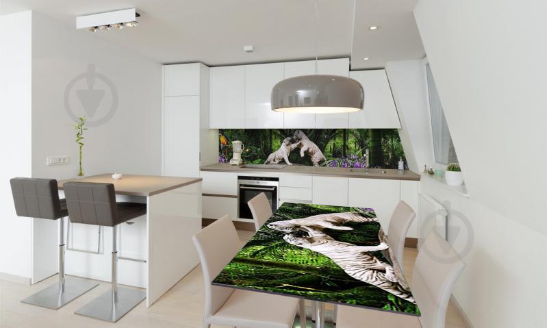 Наклейка виниловая на стол Zatarga «Белые тигры» 600х1200 мм Z180388st