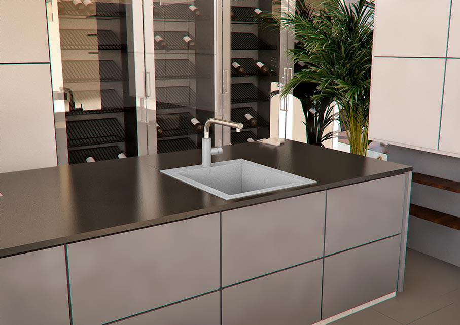 Кухонная мойка Stella Brenor гранитная с краном Cерый - фото 3