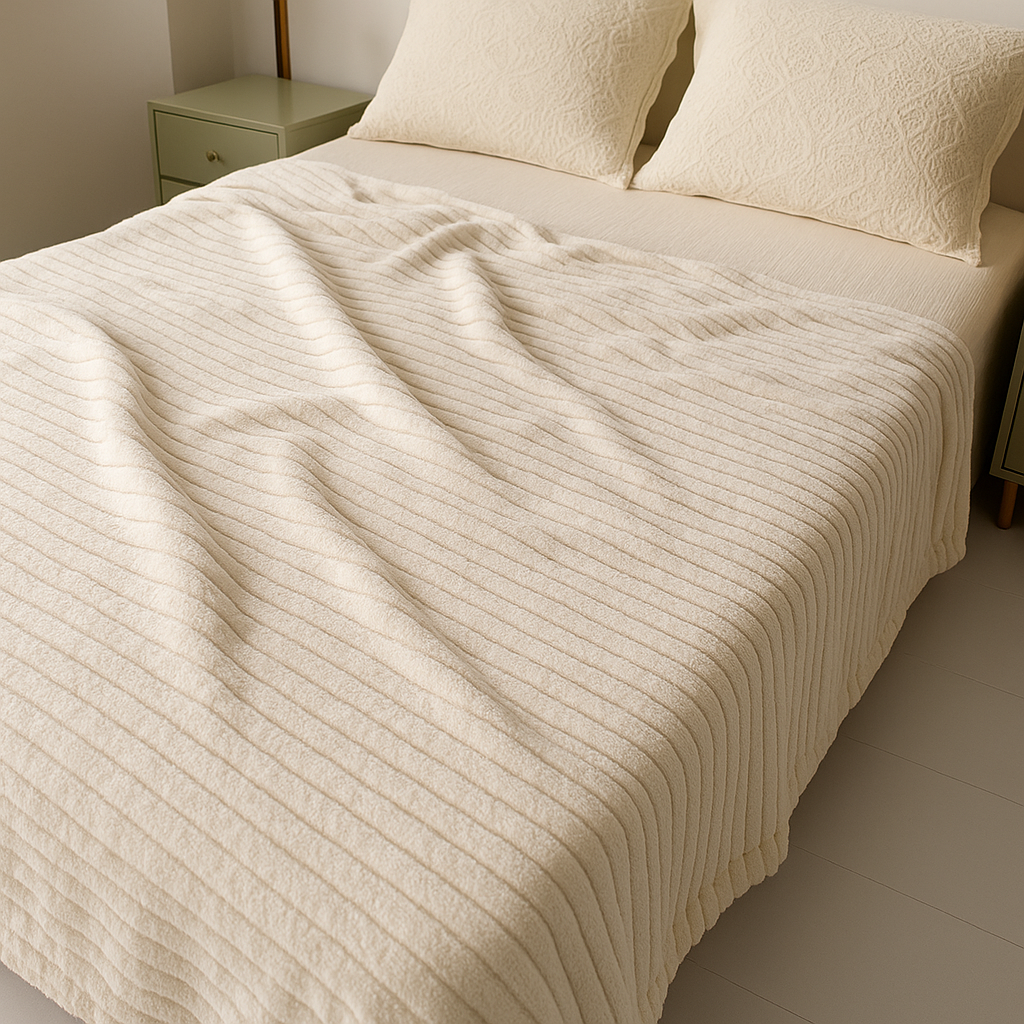 Плед флисовый полуторный Волна 160х210 см Молочный (F-1-106-80/light) - фото 2 Плед флисовый полуторный Волна 160х210 см Молочный (F-1-106-80/light) - фото 2