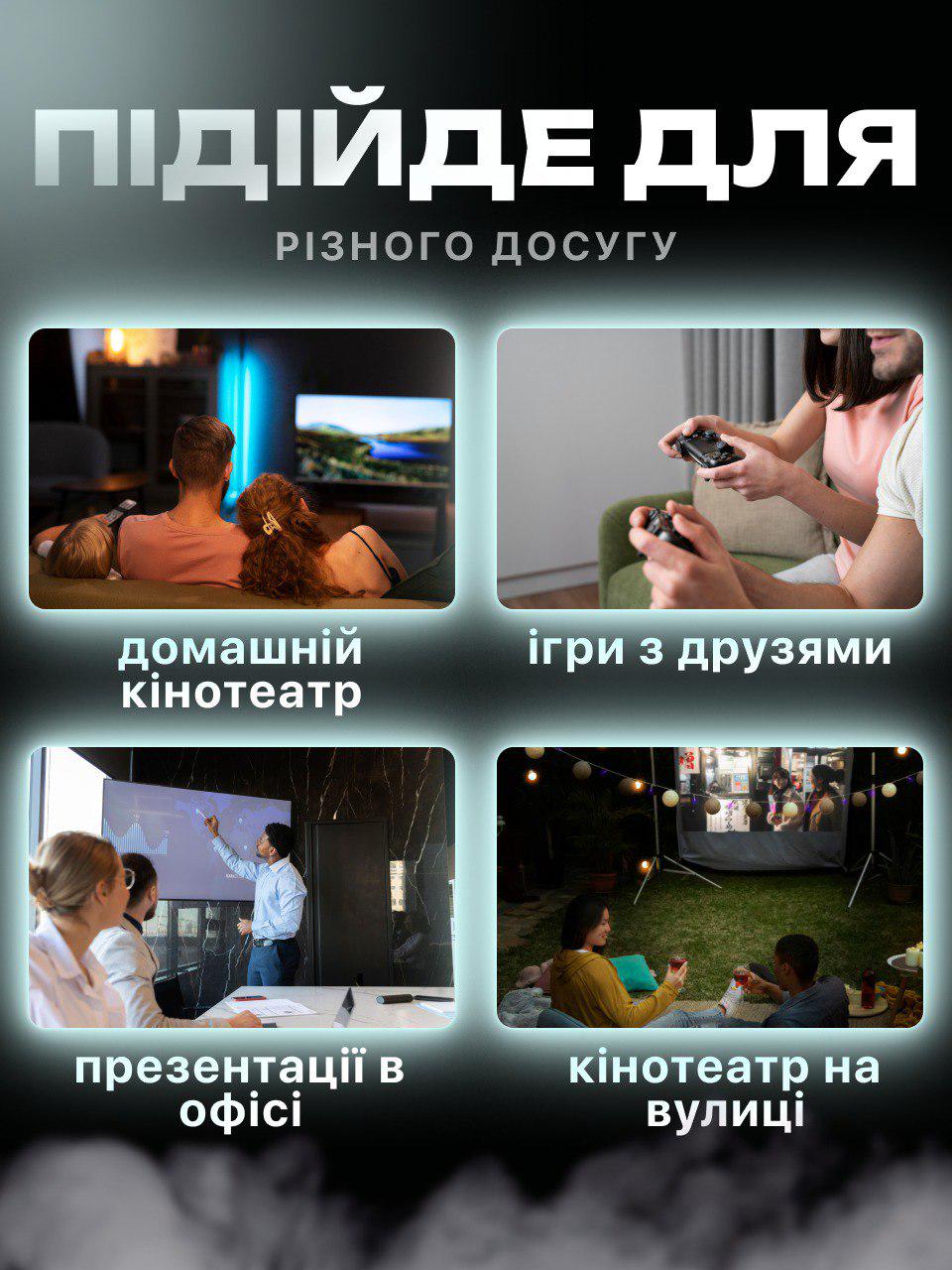 Смарт-проектор ігровийJoyPro S40 Max 2 джойстика smart 4k full hd tv з підтримкою WIFI/Bluetooth/HDMI/USB Білий (f897bc74) - фото 3 Смарт-проектор ігровийJoyPro S40 Max 2 джойстика smart 4k full hd tv з підтримкою WIFI/Bluetooth/HDMI/USB Білий (f897bc74) - фото 3