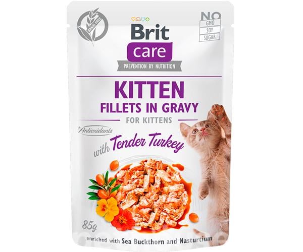 Корм вологий для котів Brit Care Cat Fillets In Gravy з індичкою в соусі 85 г (46549)