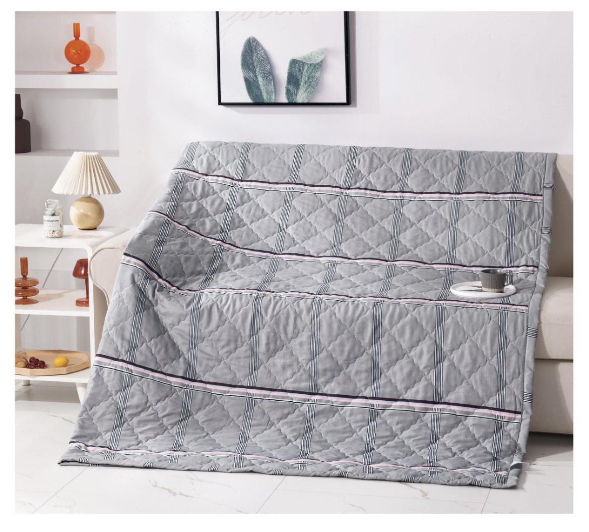 Покривало Koloco двостороннє 180х220 см Світло-сірий