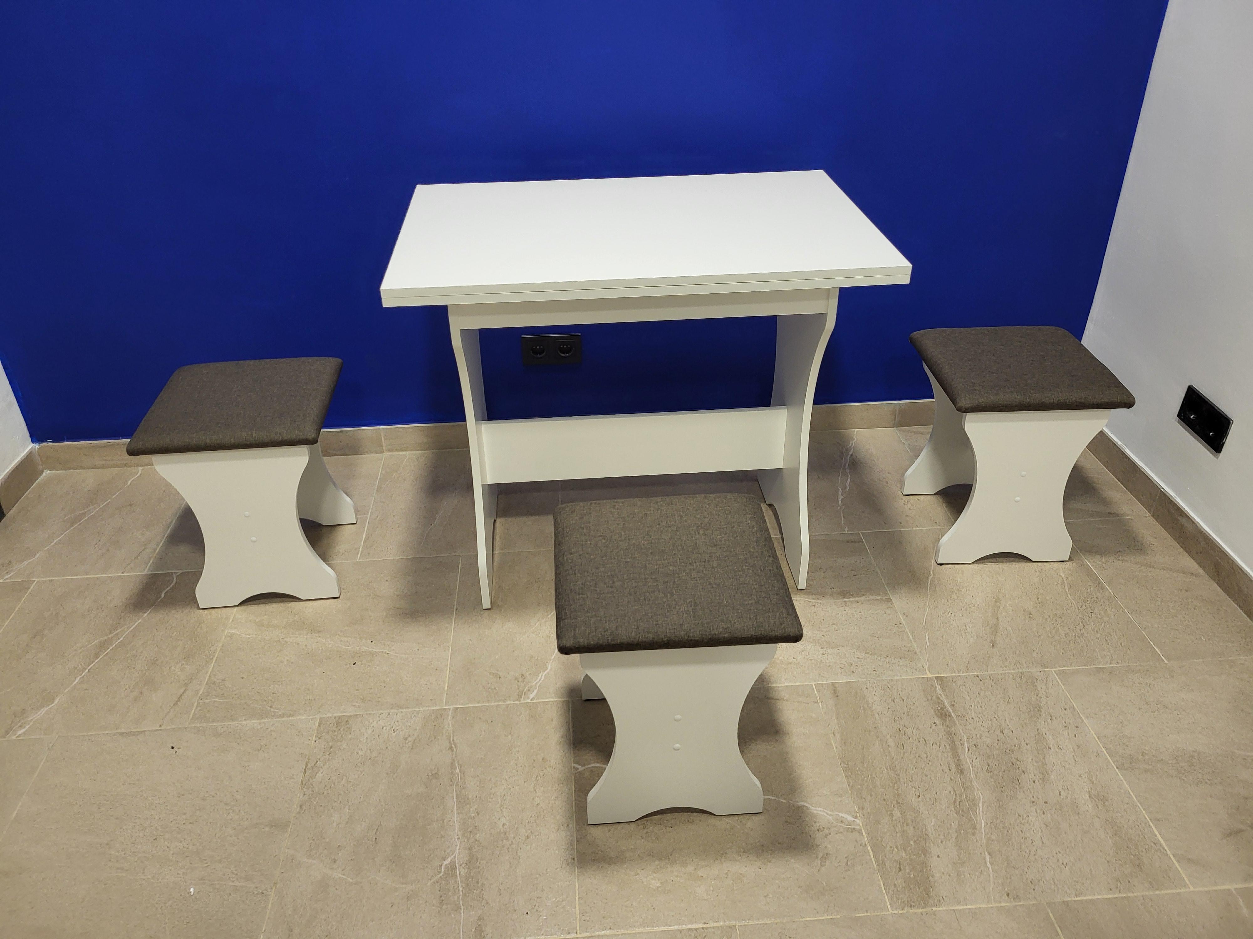 Стол раскладной и 3 табурета Семейный Белый/Дорандо (STTT-B-D)