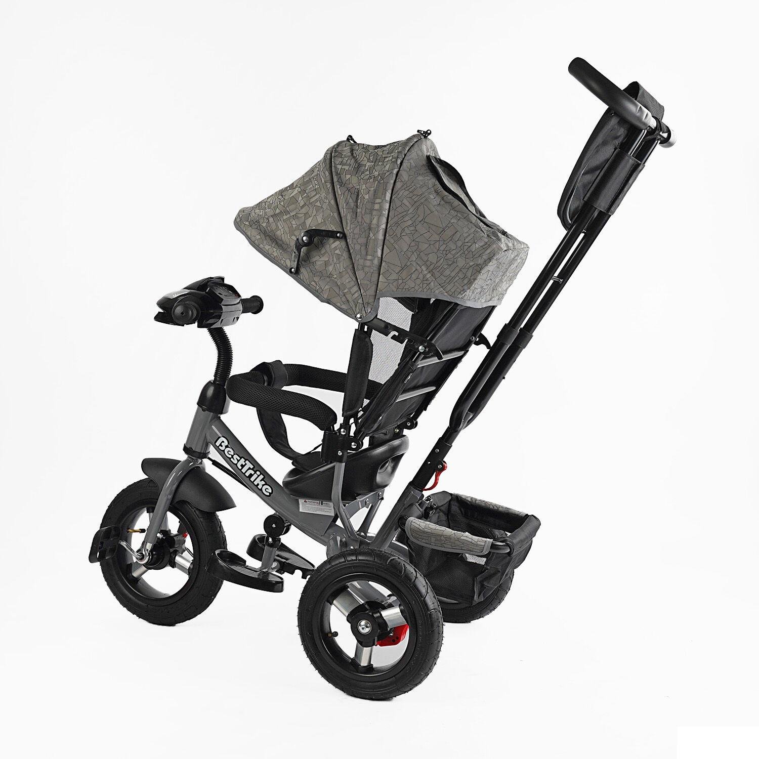 Велосипед трехколесный Best Trike с родительской ручкой надувные колеса Серый (3390 35-723) - фото 3 Велосипед трехколесный Best Trike с родительской ручкой надувные колеса Серый (3390 35-723) - фото 3