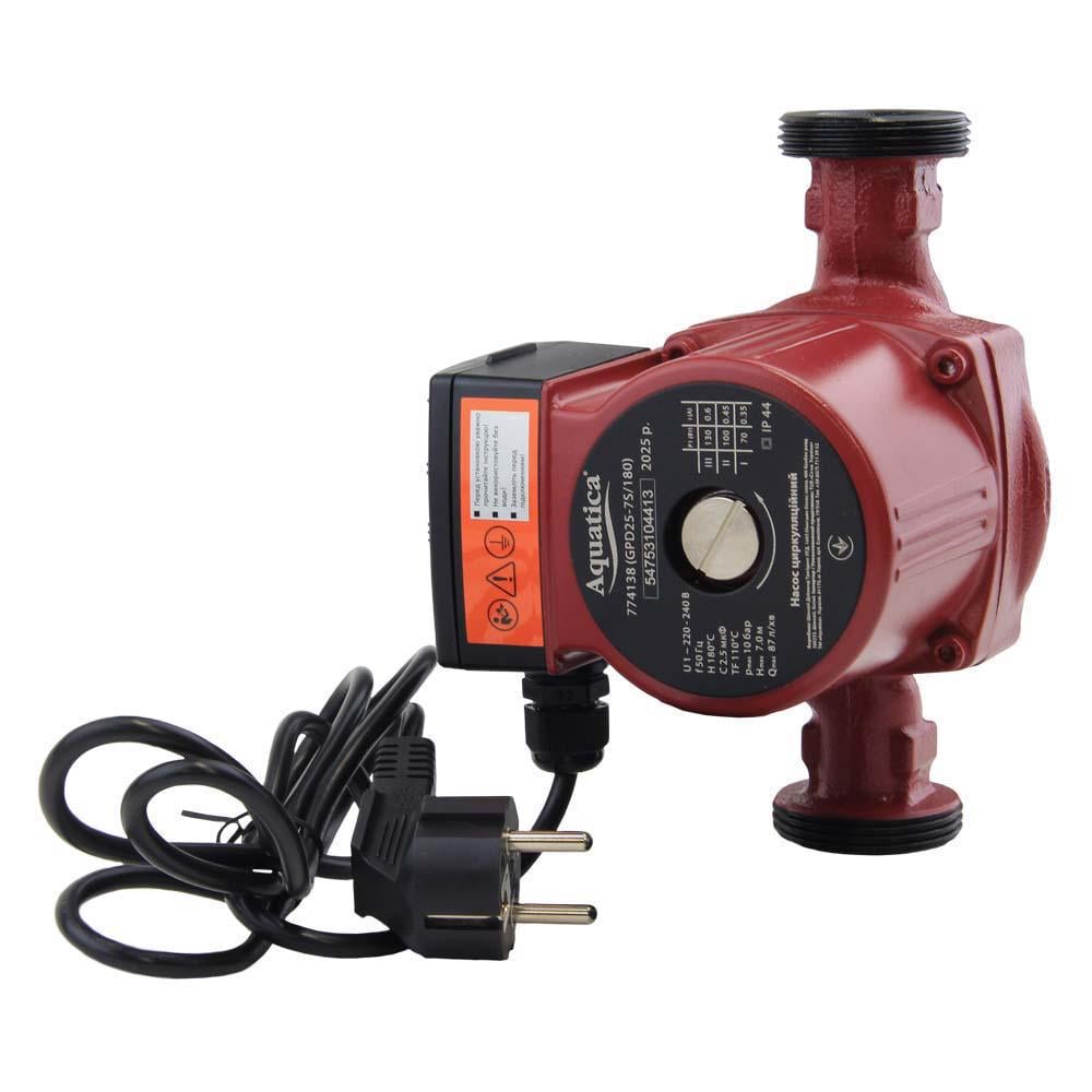 Насос циркуляційний Aquatica 130 Вт H 7 м Q 87 л/хв та гайки 1″ (774138)