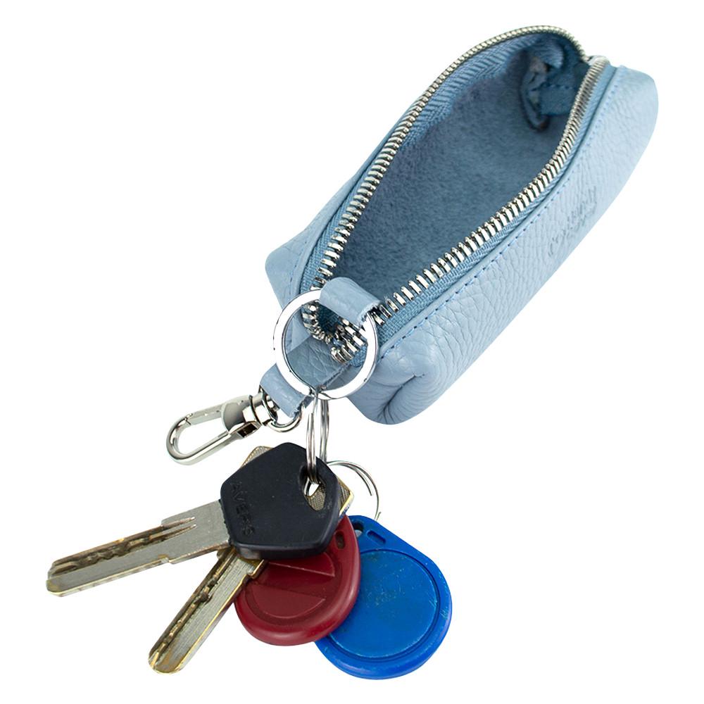 Ключница кожаная женская HC-109 на молнии Голубой - фото 3