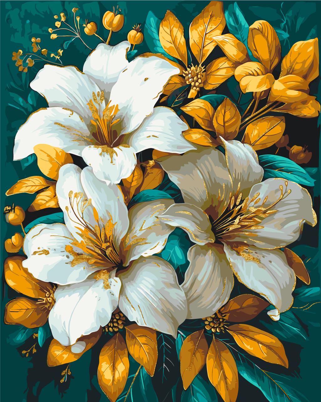 Картина за номерами ORIGAMI Чарівні лілії з фарбами металік 40х50 см (LW3338)