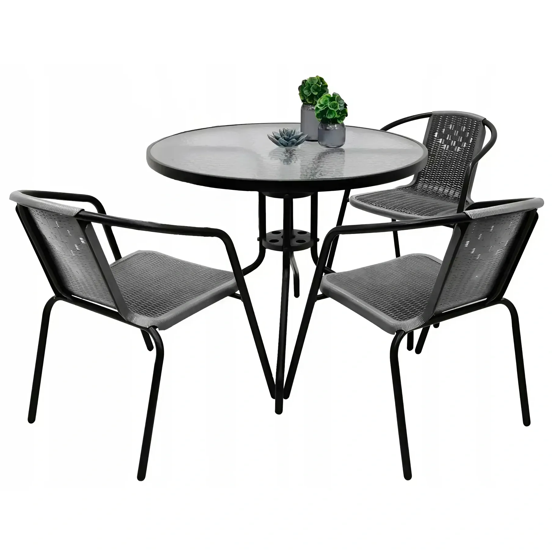 Комплект садовой мебели 4Points Prato-3 из искусственного ротанга круглый стол 80 см/3 стула Серый